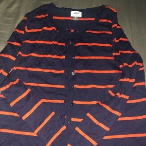 Old Navy Striped Navy & Pink Cardigan
